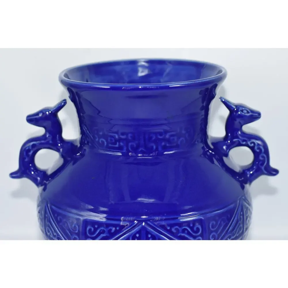 Chinese Cobalt Blue-glazed Alter Vessel Dragon Handles